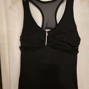 Bebe Sport Black Mesh Detail Top